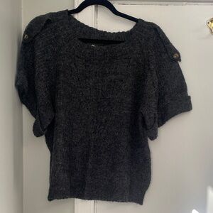 Hinge Charcoal Crew Neck Sweater with Button Accents